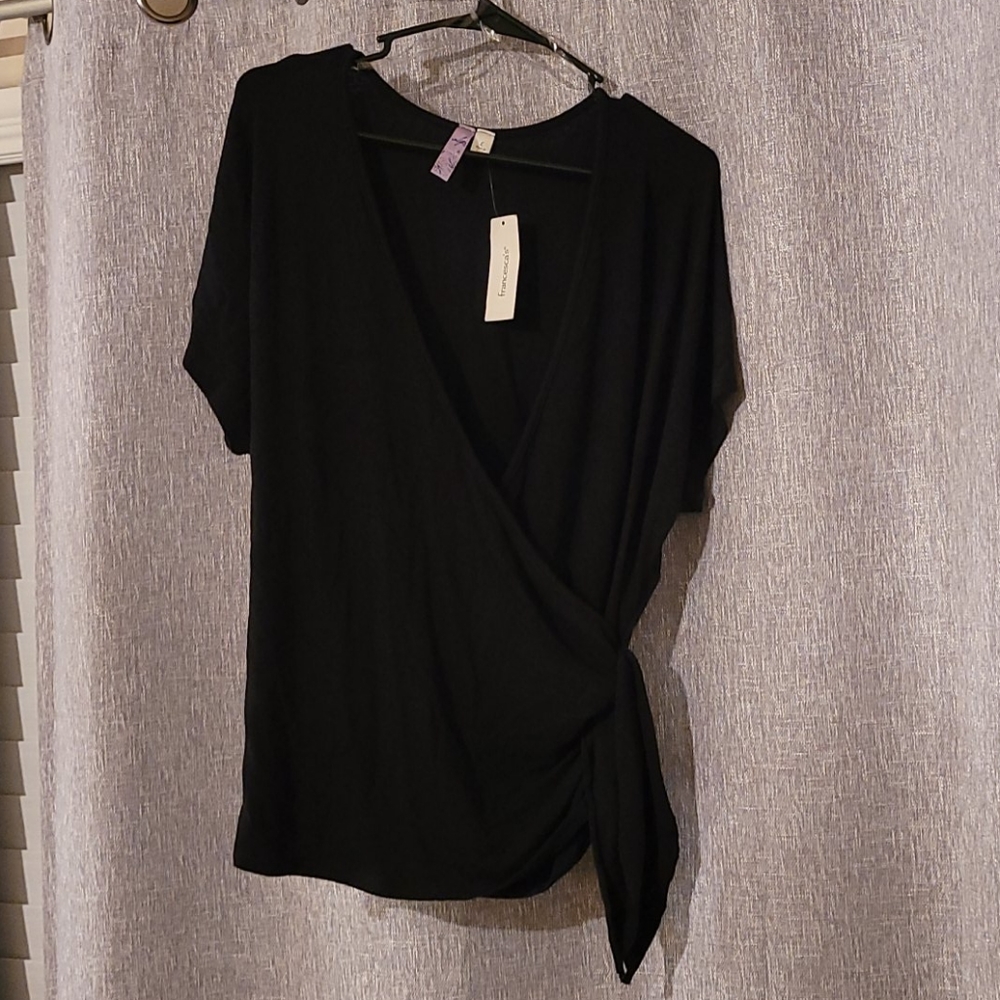 Black faux wrap top NWT